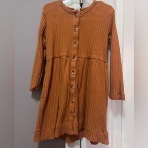 Kate Quinn Ribbed Button-Up Dress in Warm Orange